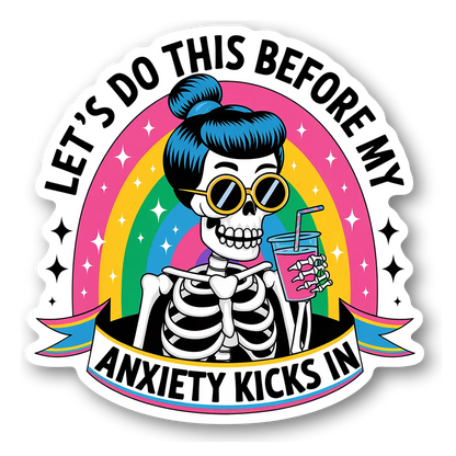 Skeleton with Sunglasses and Rainbow Sticker