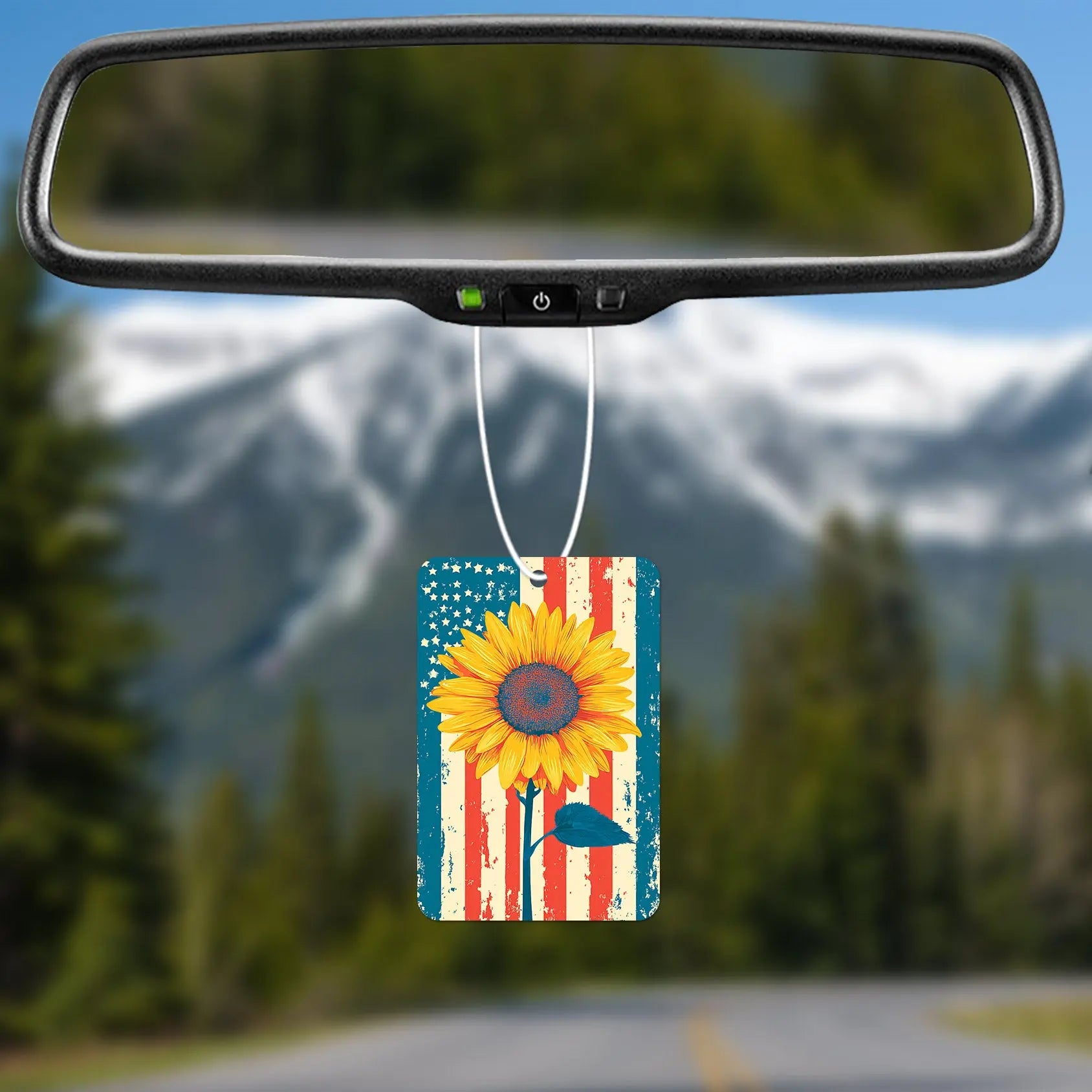 Sunflower American Flag Air Freshener