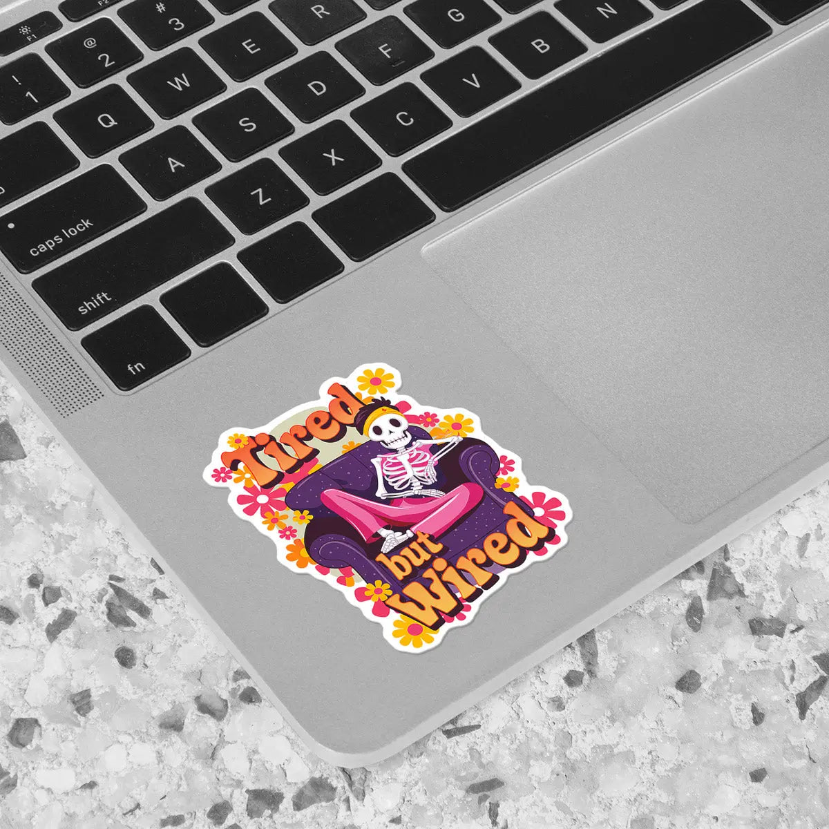 Tired but Wired Skeleton Sticker