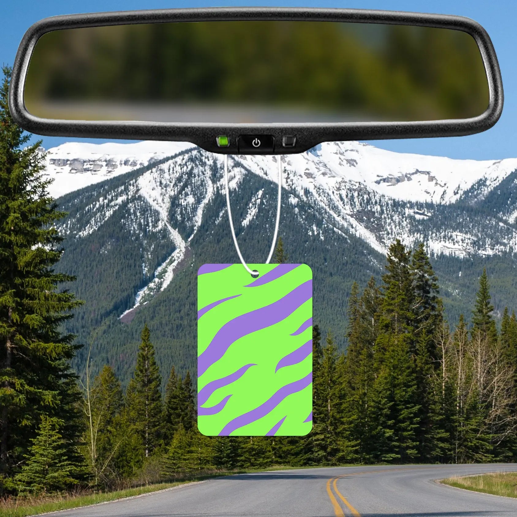 Vibrant Green and Purple Wave Pattern Air Freshener