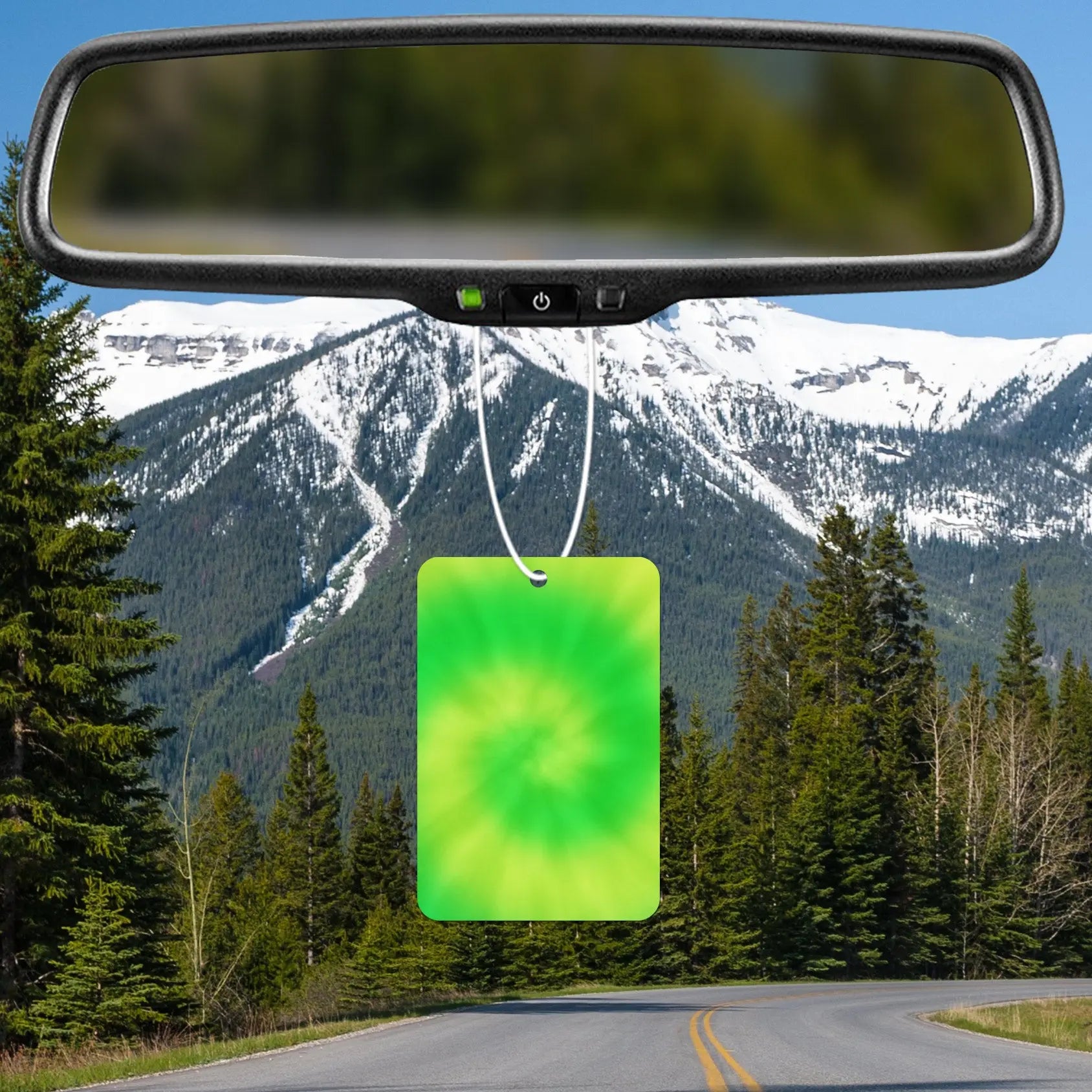Vibrant Green and Yellow Tie-Dye Air Freshener