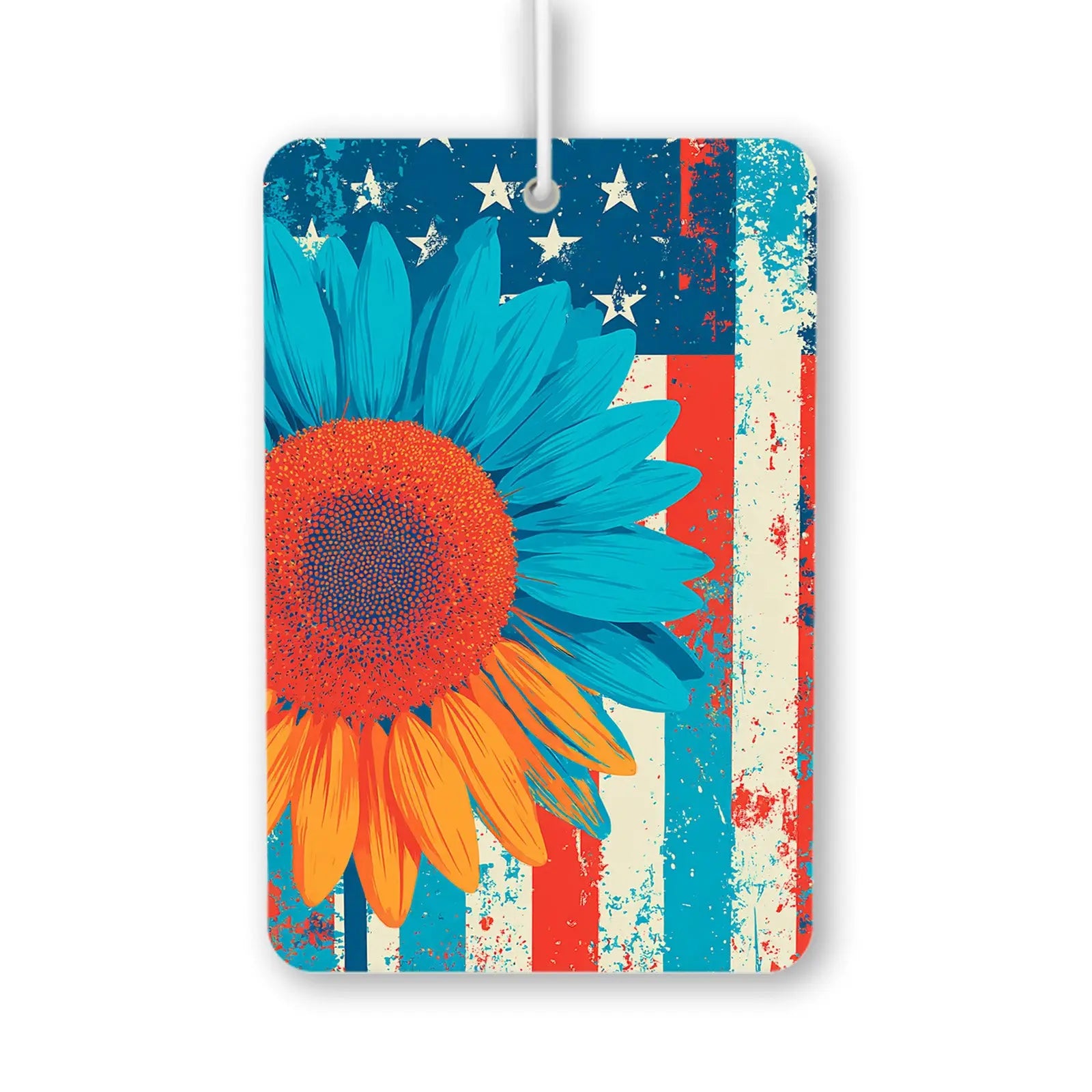 Vibrant Sunflower on Distressed American Flag Air Freshener