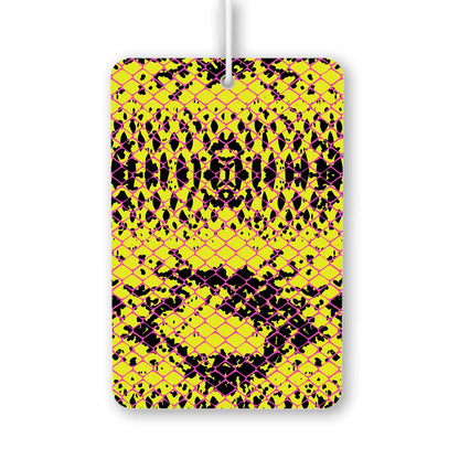 Vibrant Yellow and Black Snake Print Air Freshener