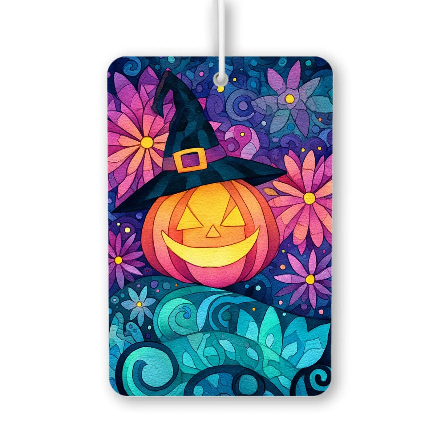 Whimsical Pumpkin and Floral Halloween Air Freshener