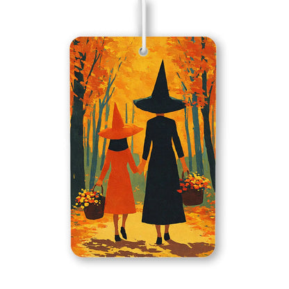 Witch and Girl in Autumn Forest Art Print Air Freshener