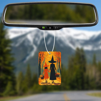 Witch and Girl in Autumn Forest Art Print Air Freshener